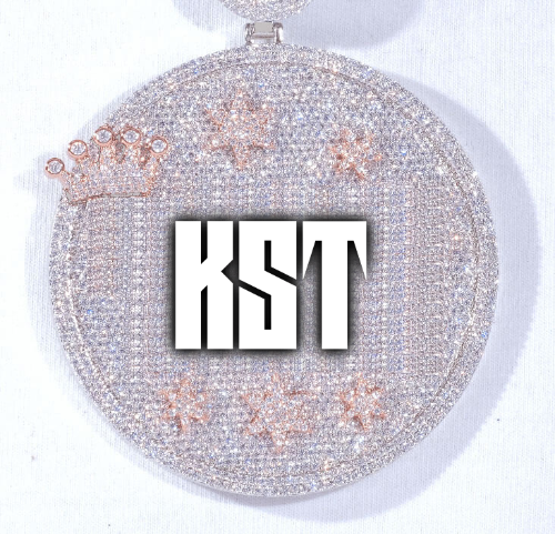 CUSTOM LETTER NECKLACE 3D BIG CROWN DISC