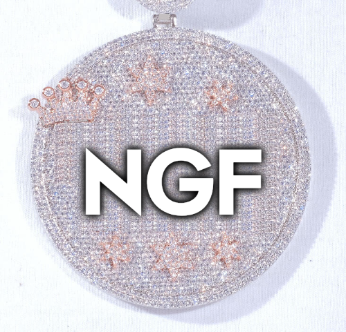 CUSTOM LETTER NECKLACE 3D BIG CROWN DISC
