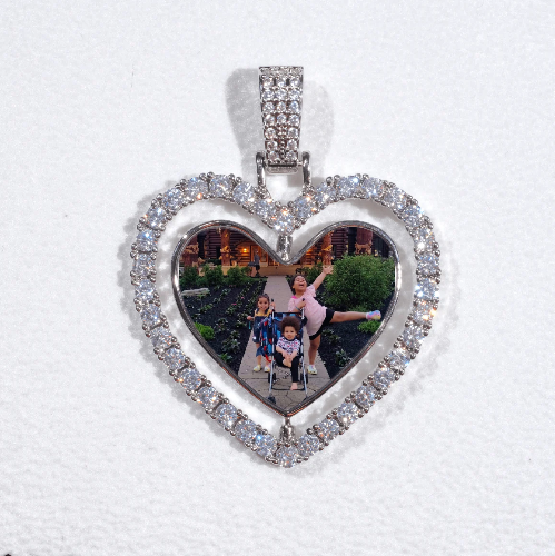 3D Spinning 2-Faced Heart Custom Picture Pendant