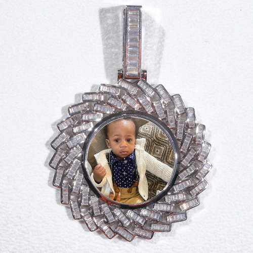 Large 3D Baguette Custom Picture Pendant