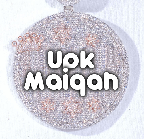 CUSTOM LETTER NECKLACE 3D BIG CROWN DISC