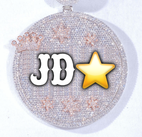 CUSTOM LETTER NECKLACE 3D BIG CROWN DISC