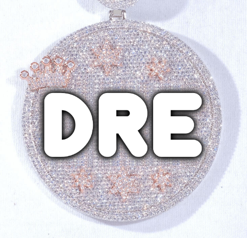 CUSTOM LETTER NECKLACE 3D BIG CROWN DISC