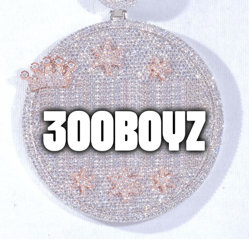 CUSTOM LETTER NECKLACE 3D BIG CROWN DISC