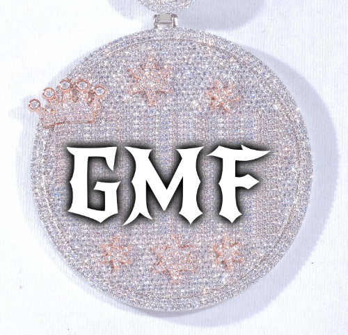CUSTOM LETTER NECKLACE 3D BIG CROWN DISC