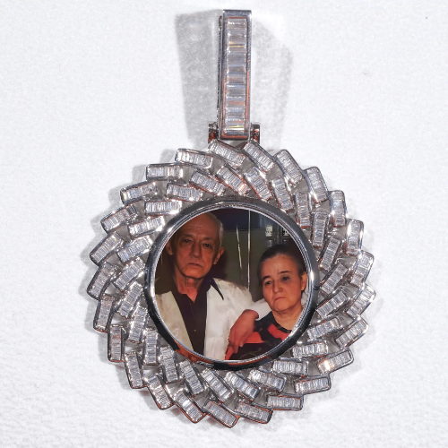Large 3D Baguette Custom Picture Pendant