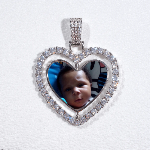 3D Spinning 2-Faced Heart Custom Picture Pendant