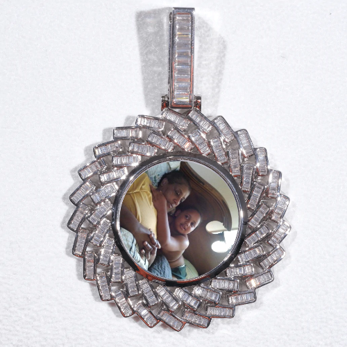 Large 3D Baguette Custom Picture Pendant