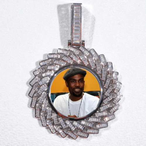 Large 3D Baguette Custom Picture Pendant