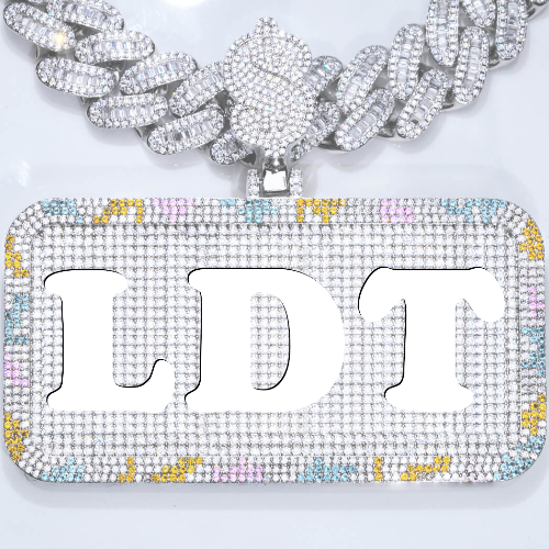 CUSTOM LETTER NECKLACE 3D COLORFUL SQUARE