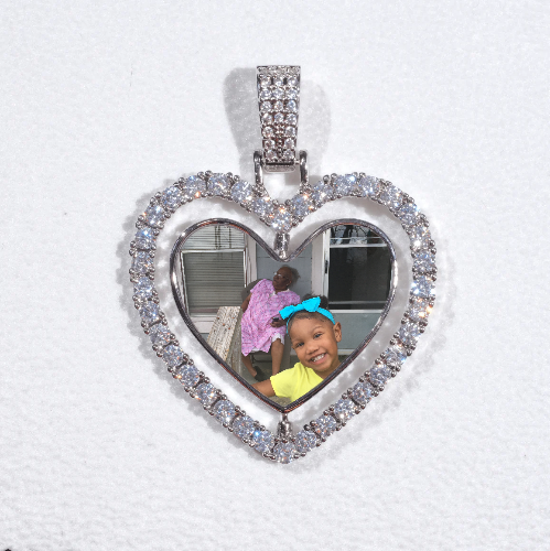 3D Spinning 2-Faced Heart Custom Picture Pendant