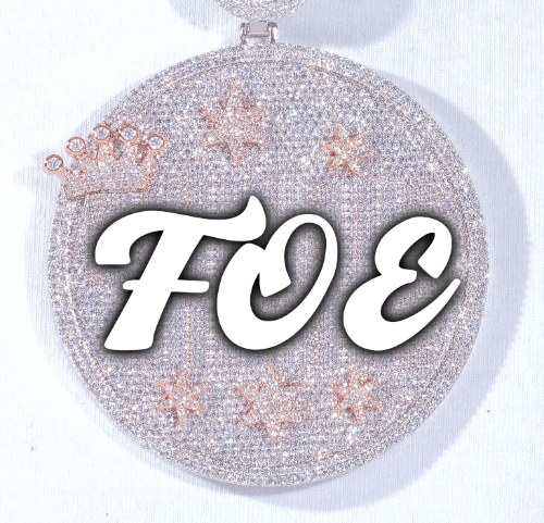 CUSTOM LETTER NECKLACE 3D BIG CROWN DISC