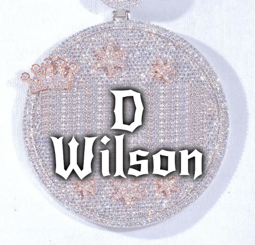 CUSTOM LETTER NECKLACE 3D BIG CROWN DISC