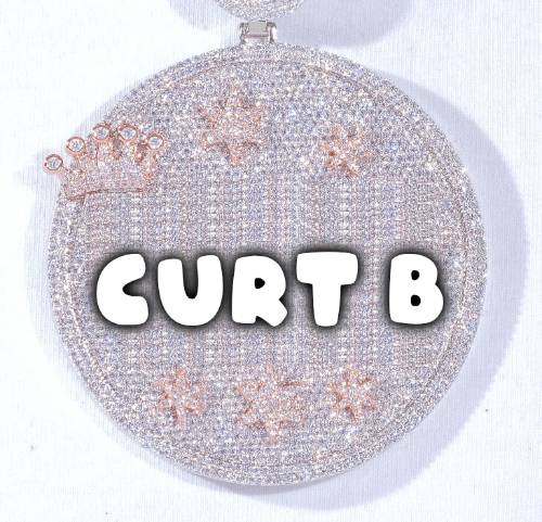CUSTOM LETTER NECKLACE 3D BIG CROWN DISC