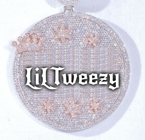 CUSTOM LETTER NECKLACE 3D BIG CROWN DISC