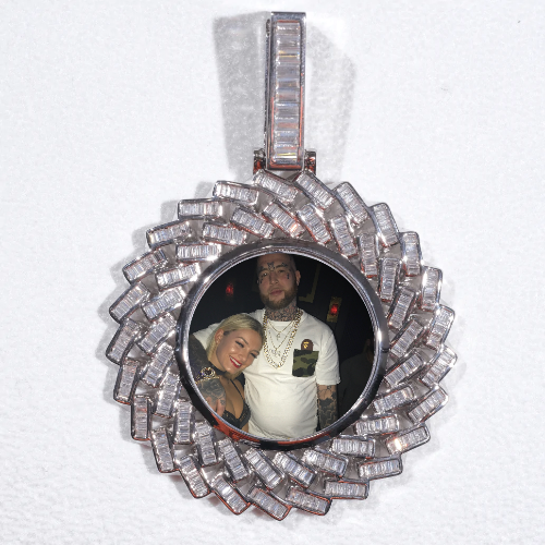 Large 3D Baguette Custom Picture Pendant