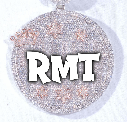 CUSTOM LETTER NECKLACE 3D BIG CROWN DISC