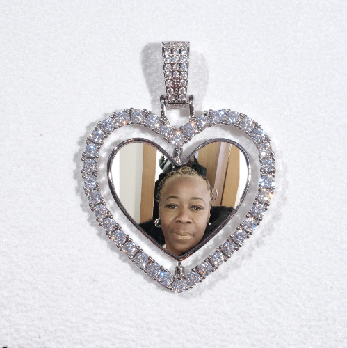 3D Spinning 2-Faced Heart Custom Picture Pendant