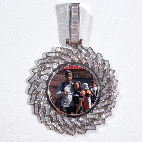 Large 3D Baguette Custom Picture Pendant