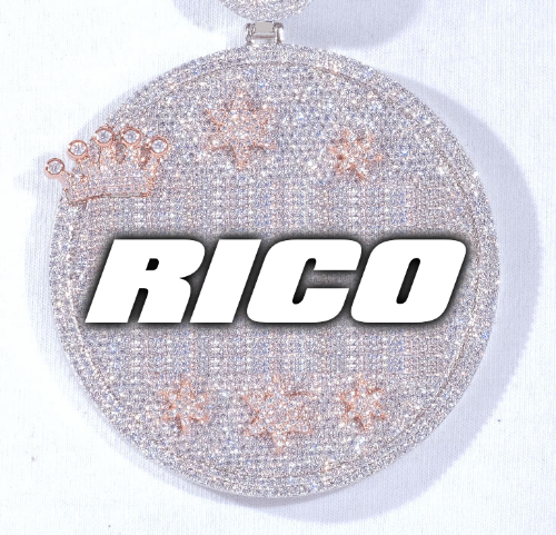 CUSTOM LETTER NECKLACE 3D BIG CROWN DISC