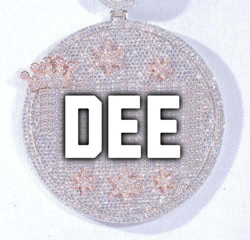 CUSTOM LETTER NECKLACE 3D BIG CROWN DISC