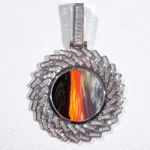 Large 3D Baguette Custom Picture Pendant