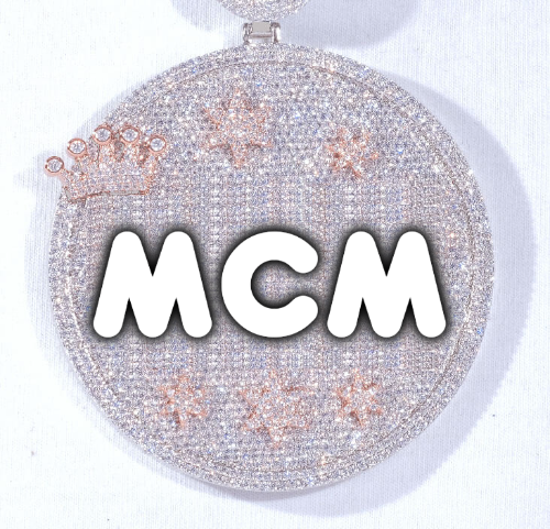 CUSTOM LETTER NECKLACE 3D BIG CROWN DISC