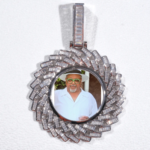 Large 3D Baguette Custom Picture Pendant