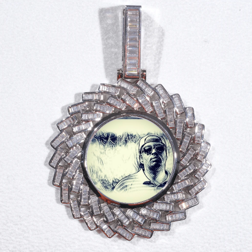 Large 3D Baguette Custom Picture Pendant