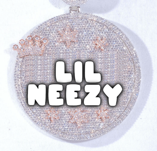 CUSTOM LETTER NECKLACE 3D BIG CROWN DISC