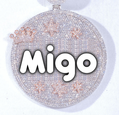 CUSTOM LETTER NECKLACE 3D BIG CROWN DISC