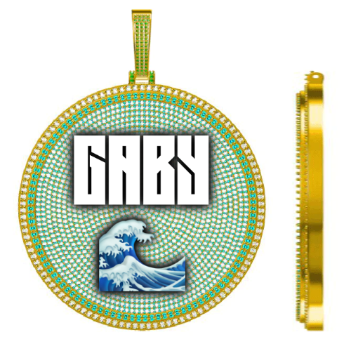 CUSTOM LETTER NECKLACE 3D BIG DISC