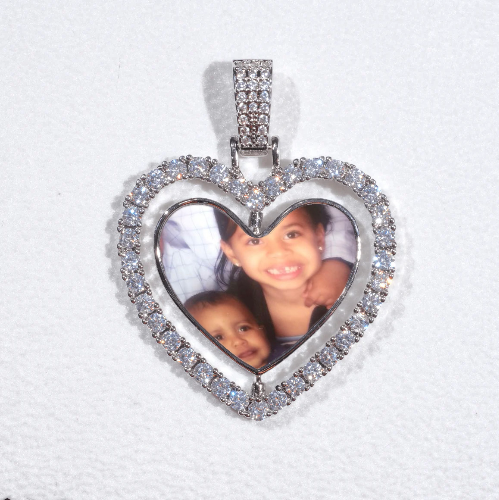 3D Spinning 2-Faced Heart Custom Picture Pendant