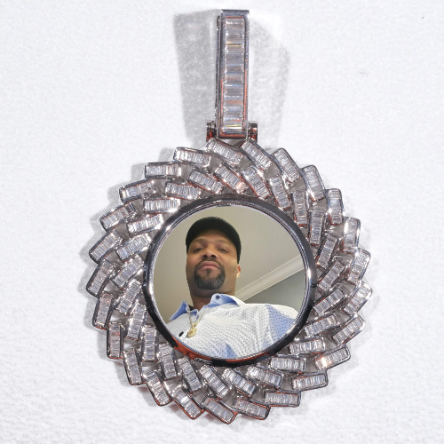 Large 3D Baguette Custom Picture Pendant
