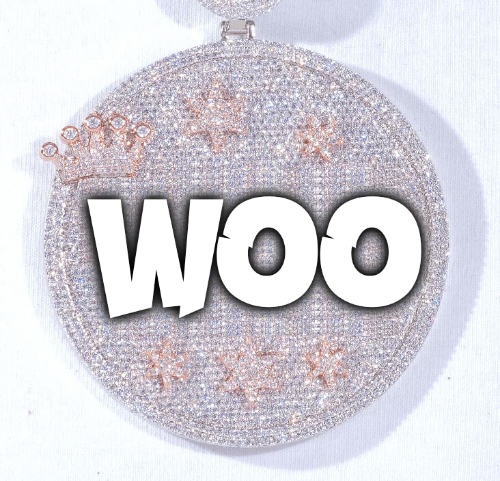 CUSTOM LETTER NECKLACE 3D BIG CROWN DISC