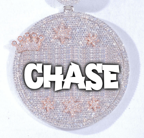 CUSTOM LETTER NECKLACE 3D BIG CROWN DISC