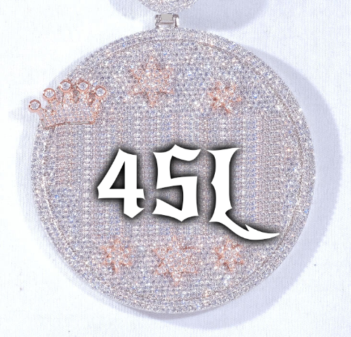 CUSTOM LETTER NECKLACE 3D BIG CROWN DISC