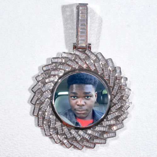 Large 3D Baguette Custom Picture Pendant