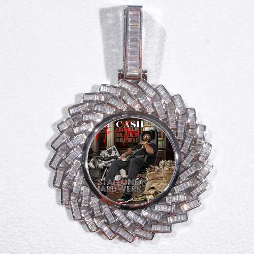 Large 3D Baguette Custom Picture Pendant