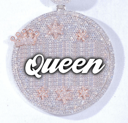 CUSTOM LETTER NECKLACE 3D BIG CROWN DISC