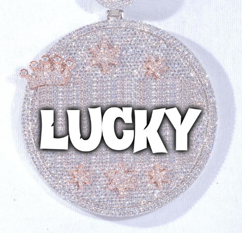 CUSTOM LETTER NECKLACE 3D BIG CROWN DISC