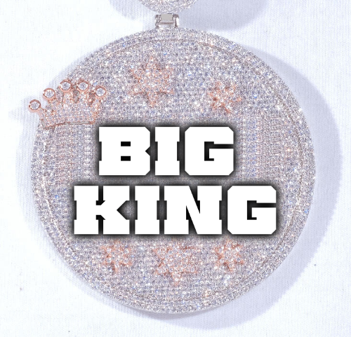 CUSTOM LETTER NECKLACE 3D BIG CROWN DISC
