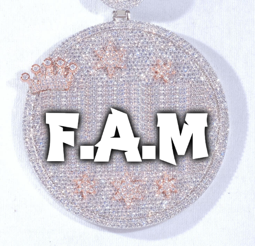 CUSTOM LETTER NECKLACE 3D BIG CROWN DISC