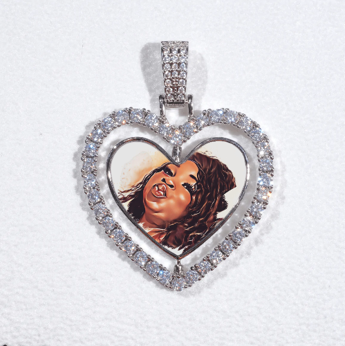 3D Spinning 2-Faced Heart Custom Picture Pendant