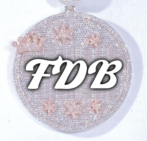 CUSTOM LETTER NECKLACE 3D BIG CROWN DISC