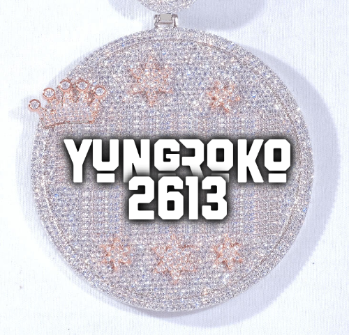 CUSTOM LETTER NECKLACE 3D BIG CROWN DISC