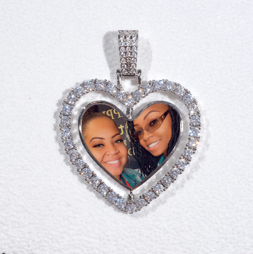 3D Spinning 2-Faced Heart Custom Picture Pendant