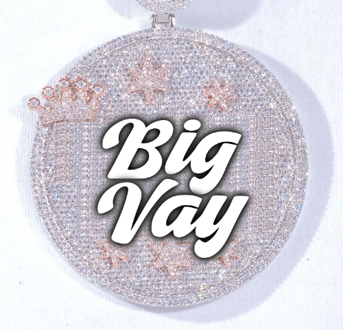 CUSTOM LETTER NECKLACE 3D BIG CROWN DISC