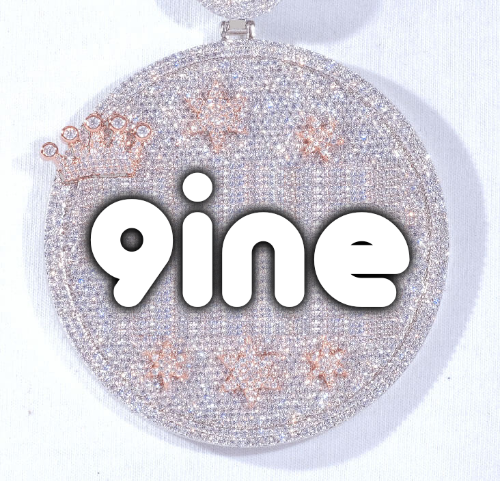 CUSTOM LETTER NECKLACE 3D BIG CROWN DISC
