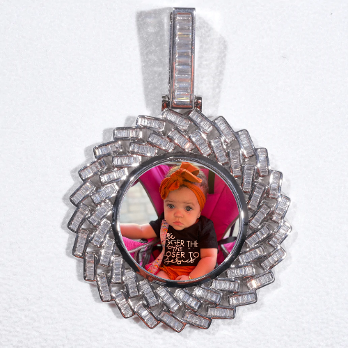 Large 3D Baguette Custom Picture Pendant